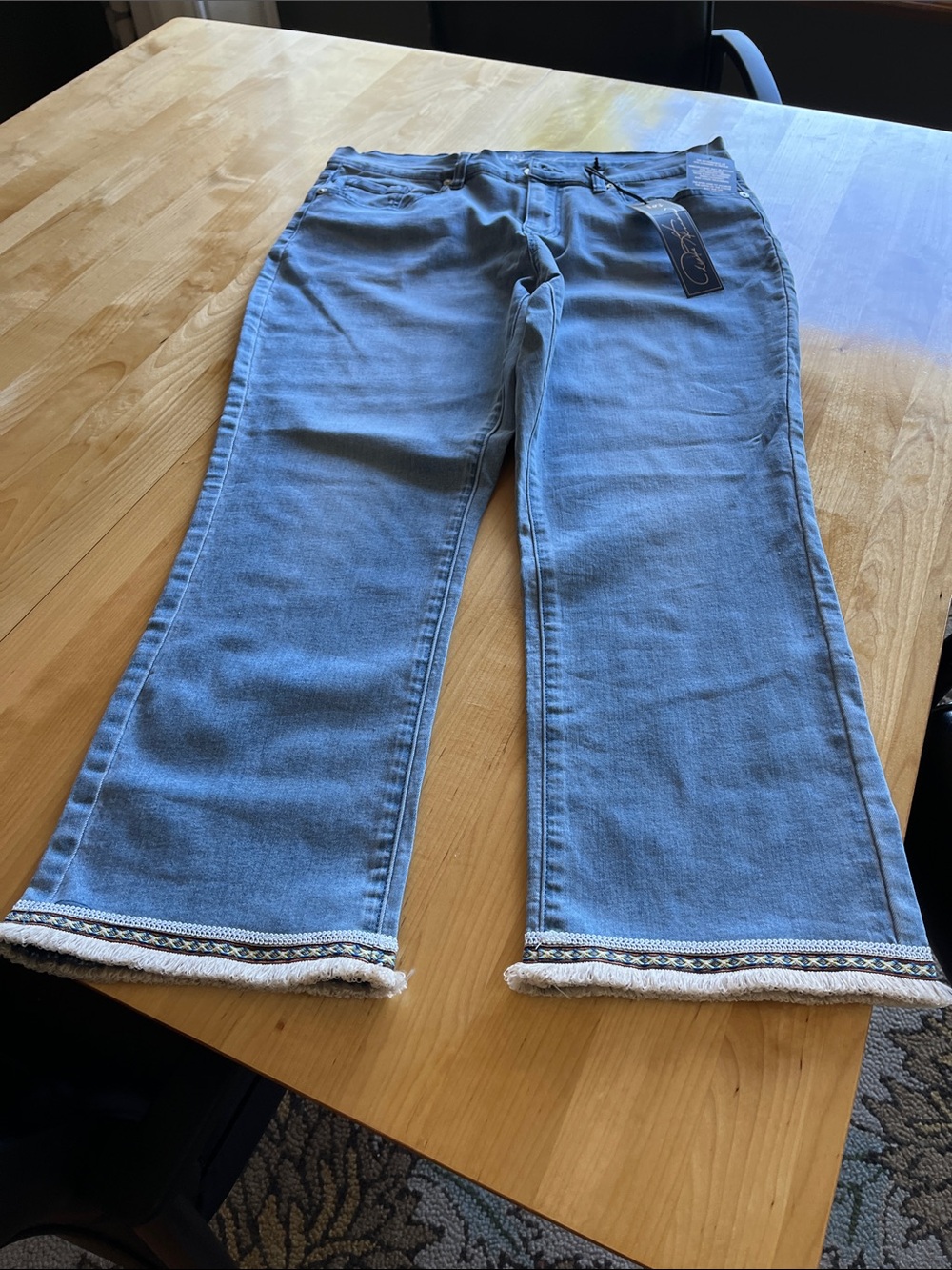 DG2 by Diane Gilman Light Blue  Jeans with Embroidered Trim